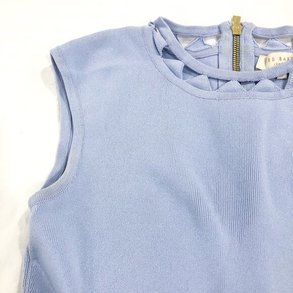 Ted Baker Kathryn Cutwork Knitted Skater Pale Purple Dress - Picture 15 of 16